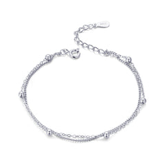 Silver Bracelet Leave Beads Chain Adjustable