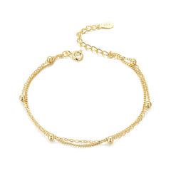 Silver Bracelet Leave Beads Chain Adjustable