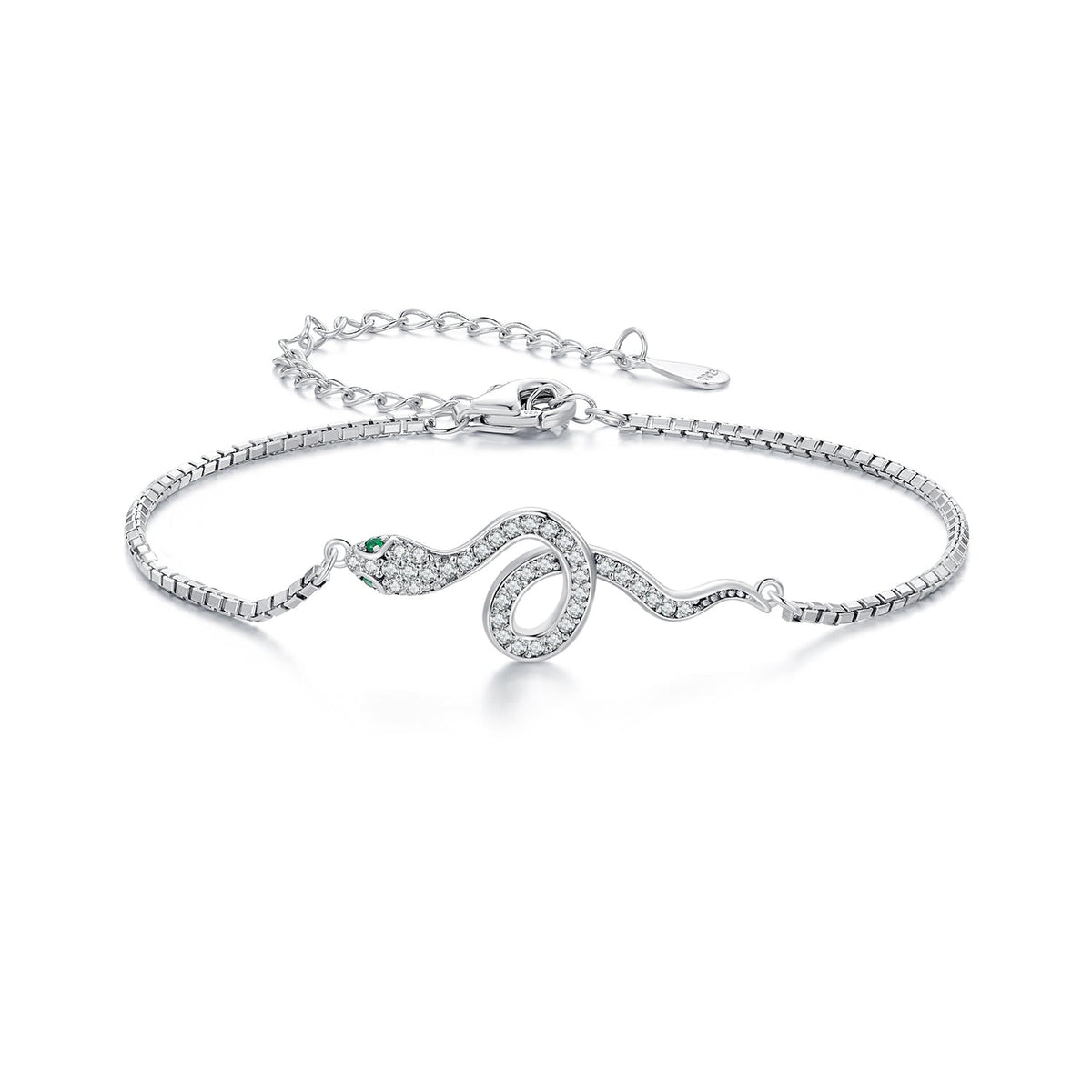 Silver Bracelet Spirit Serpent CZ Chain