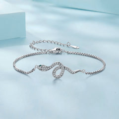 Silver Bracelet Spirit Serpent CZ Chain