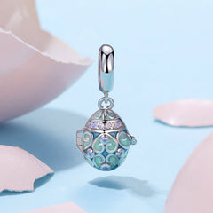 Silver Charm An Openable Lucky Egg CZ Dangle Charm