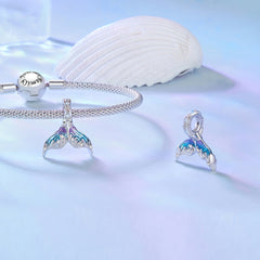 Silver Charm Dreamy Mermaid Tail CZ Charm