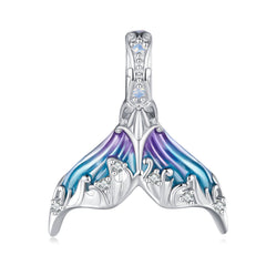 Silver Charm Dreamy Mermaid Tail CZ Charm