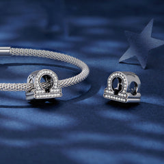 Silver Charm Libra Lucky Sign CZ Charm