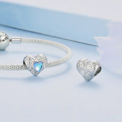 Silver Charm Love Guardian Blue Moonstone Charm