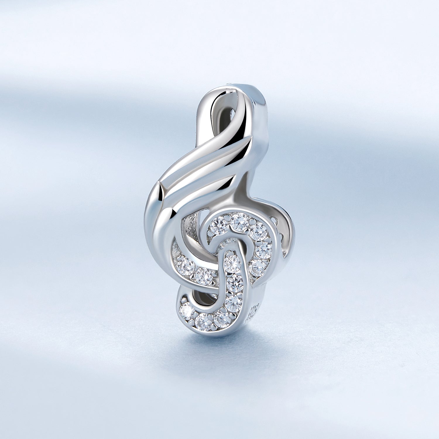 Silver Charm Musical Note CZ Charm