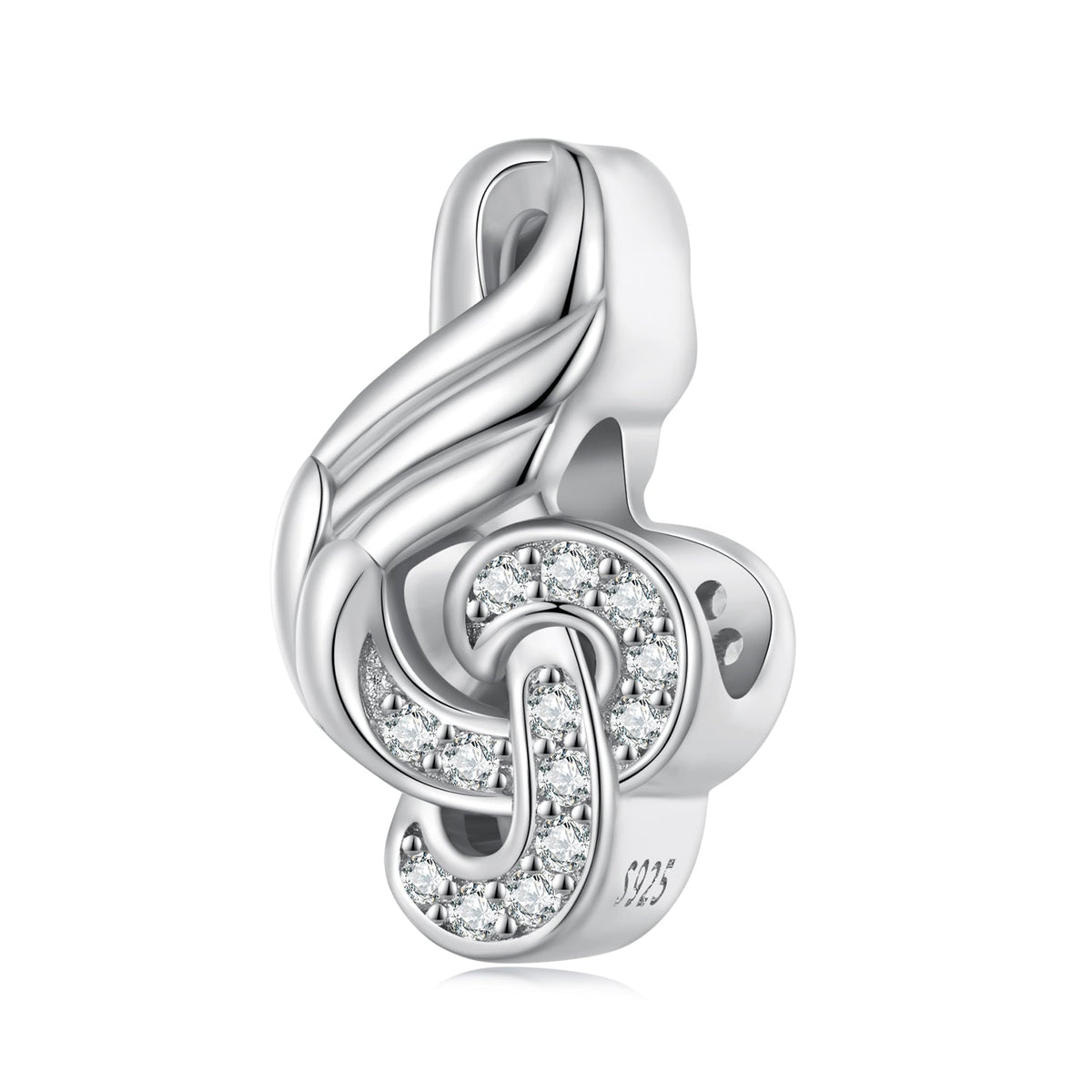Silver Charm Musical Note CZ Charm