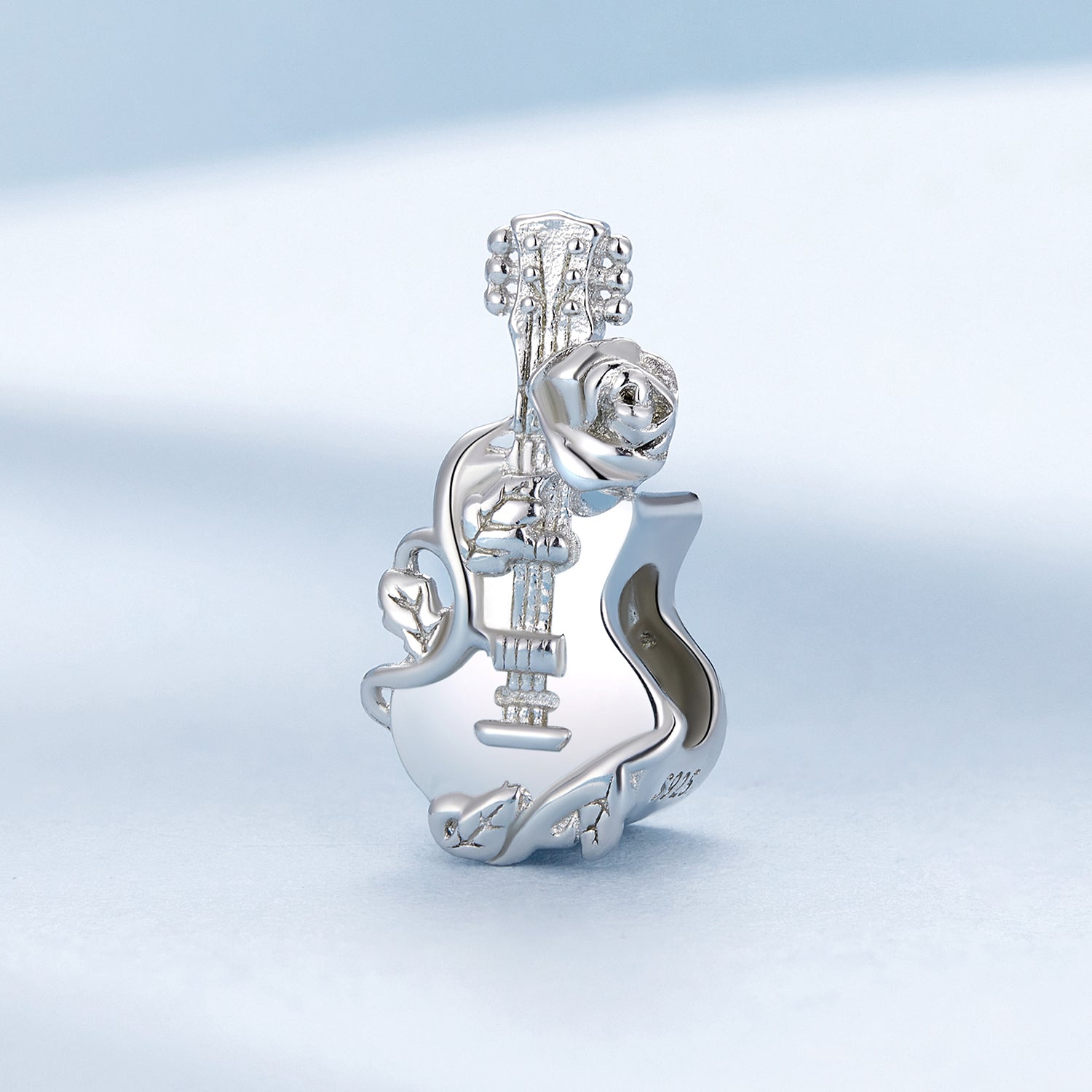 Silver Charm Rose Guitar Charm