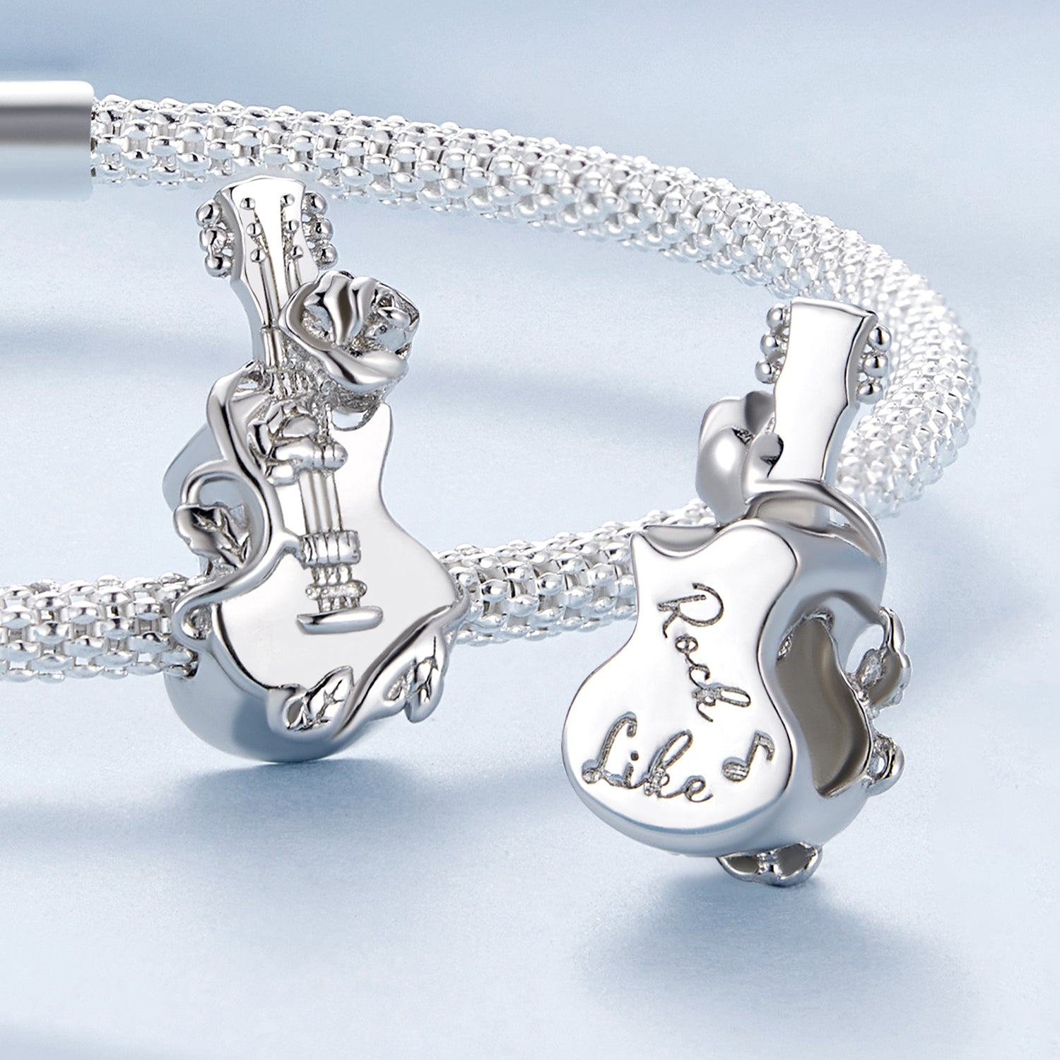 Silver Charm Rose Guitar Charm