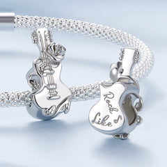 Silver Charm Rose Guitar Charm