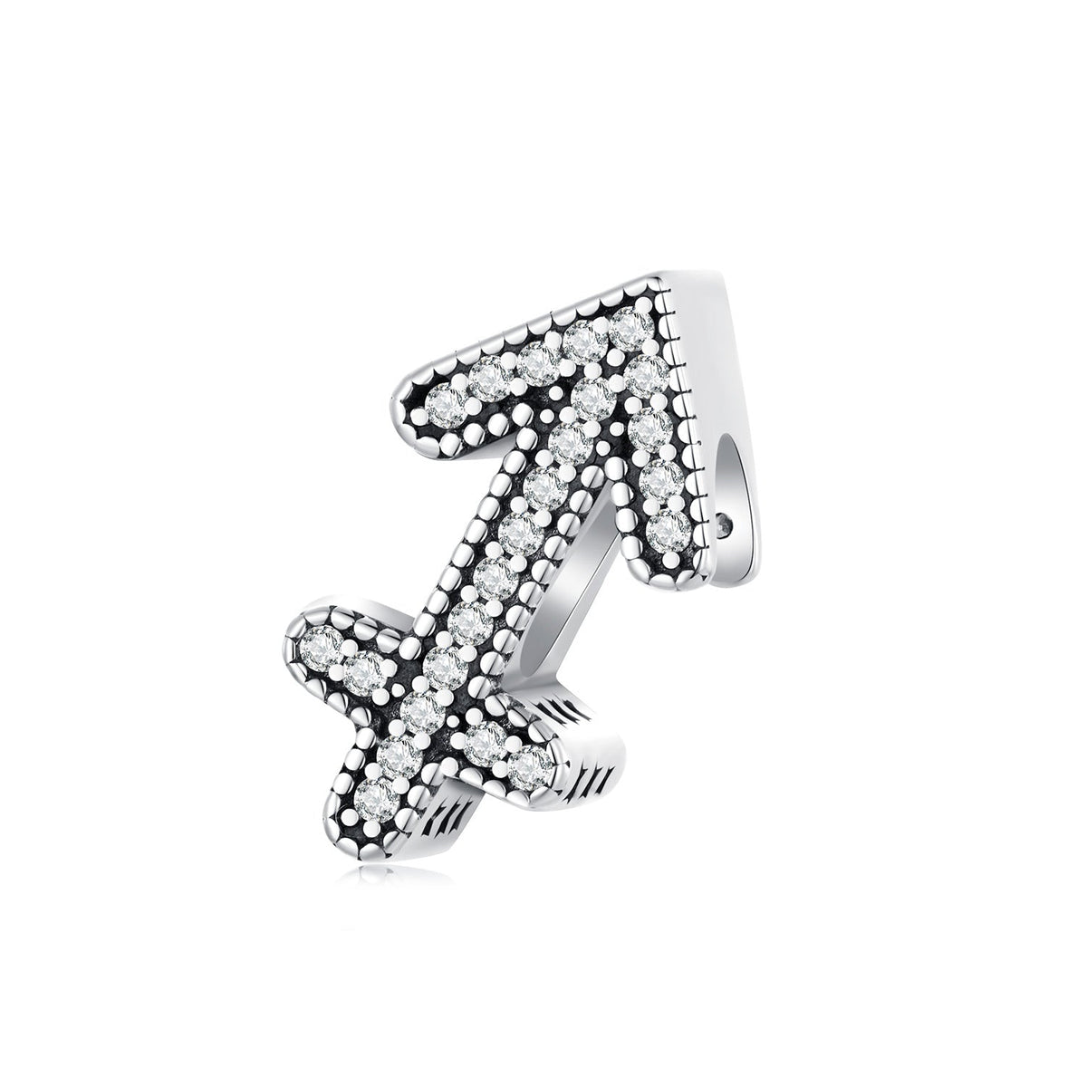 Silver Charm Sagittarius Lucky Sign CZ Charm