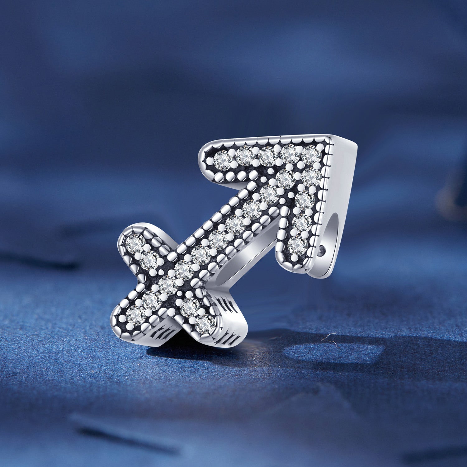 Silver Charm Sagittarius Lucky Sign CZ Charm