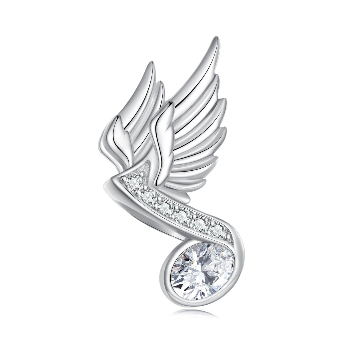 Silver Charm Wings Musical Note CZ Charm
