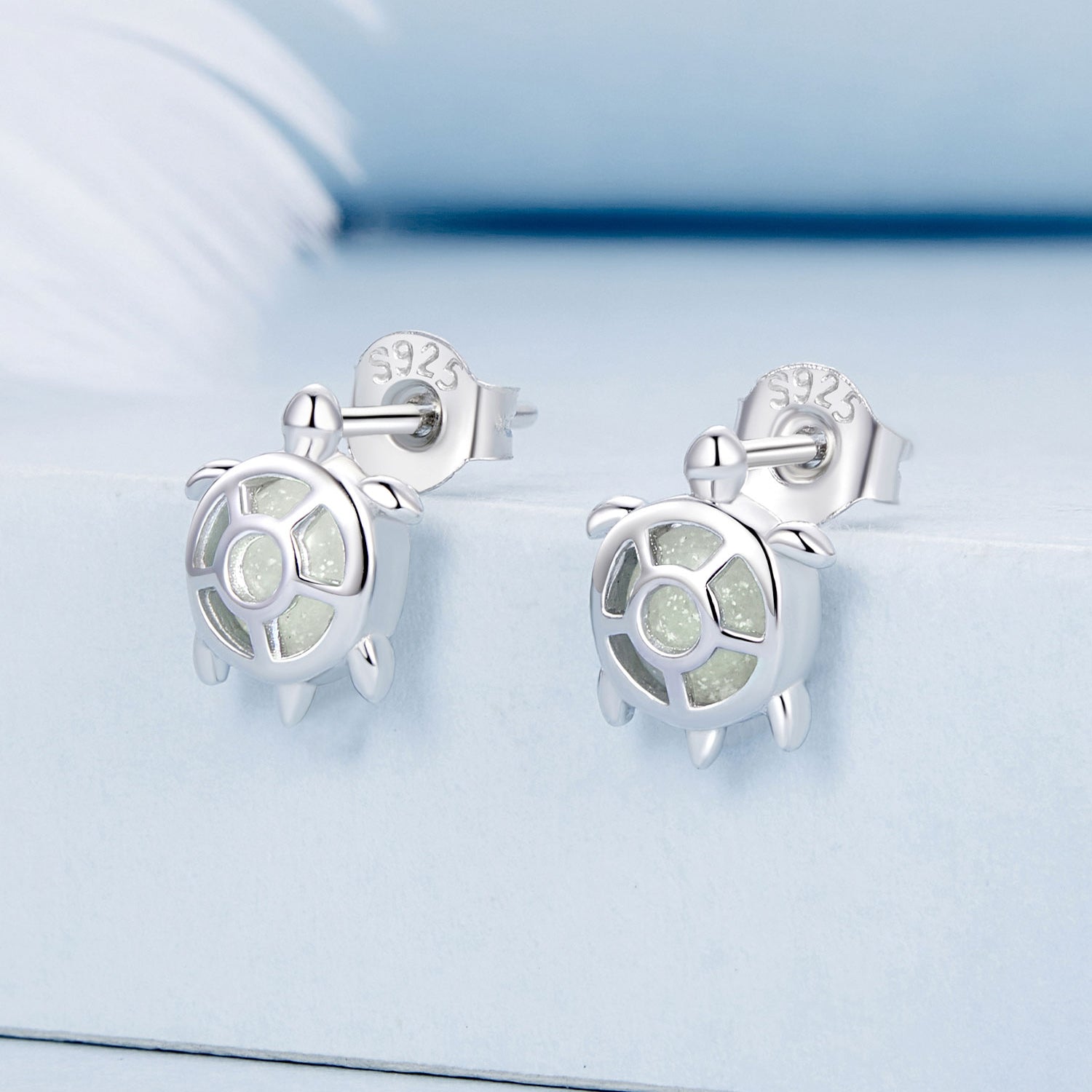 Silver Earrings Luminous Sea turtle Stud Earrings