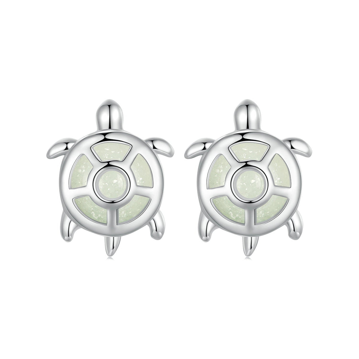 Silver Earrings Luminous Sea turtle Stud Earrings