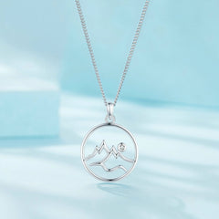 Silver Necklace Mountain Pendant with Lobster Clasp