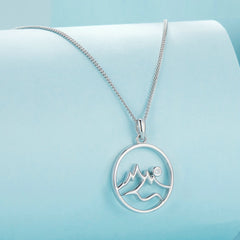 Silver Necklace Mountain Pendant with Lobster Clasp