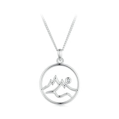 Silver Necklace Mountain Pendant with Lobster Clasp