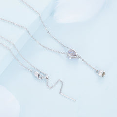 Silver Necklace Purple Lily Pendant with Lobster Clasp Adjustable