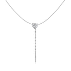Silver Necklace Simple Love Heart Pendant with Lobster Clasp Jewelry Adjustable