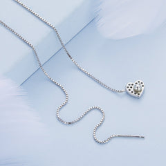 Silver Necklace Simple Love Heart Pendant with Lobster Clasp Jewelry Adjustable