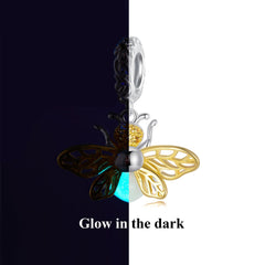 Silver Pendant Luminous Bee CZ Dangle Charm