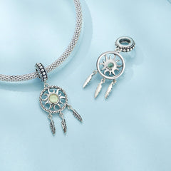 Silver Pendant Sun Dream Catcher Dangle Charm