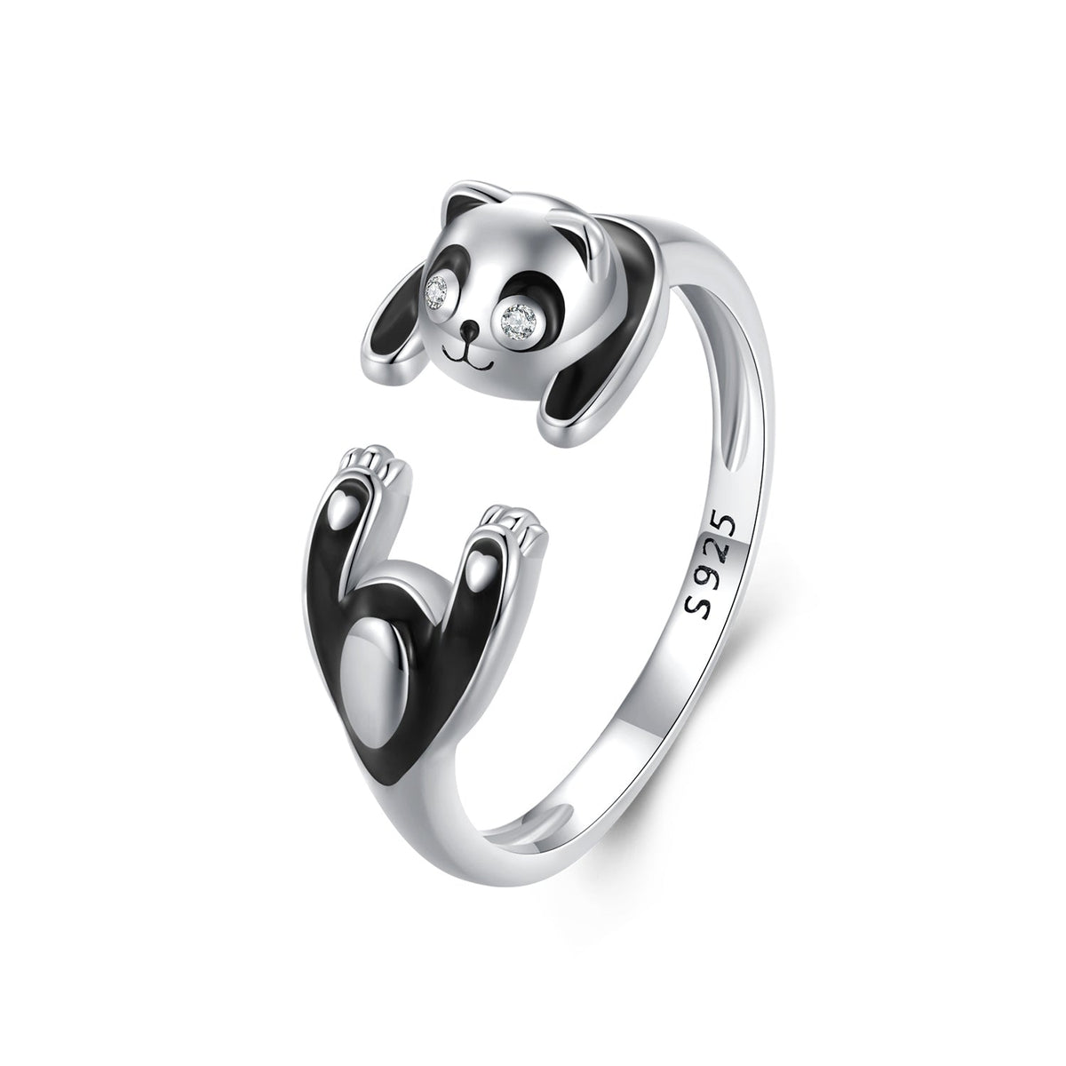 Silver Ring Cute Panda Open Ring