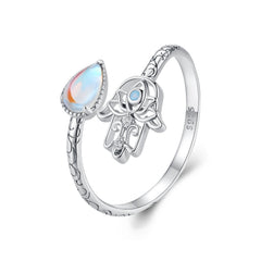 Silver Ring Lucky Hand CZ Open Ring
