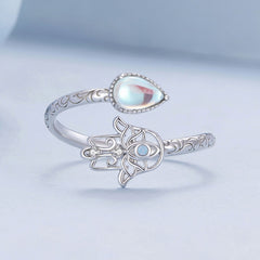 Silver Ring Lucky Hand CZ Open Ring